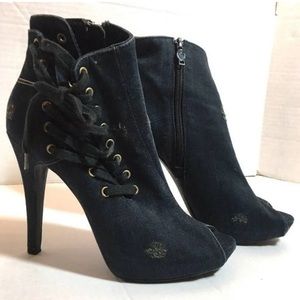 Ash denim open toe booties
